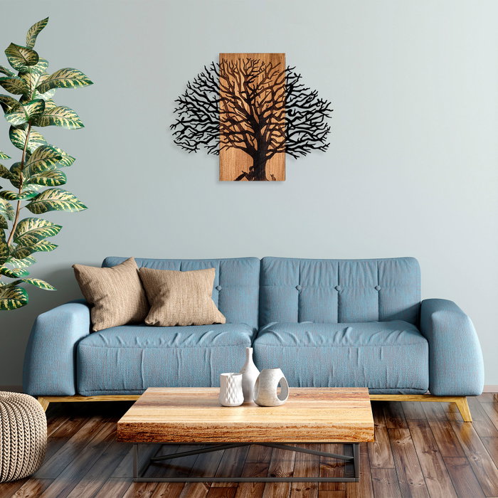 Wallity MA-307 Accesorio decorativo de pared de madera y metal Nogal y Negro